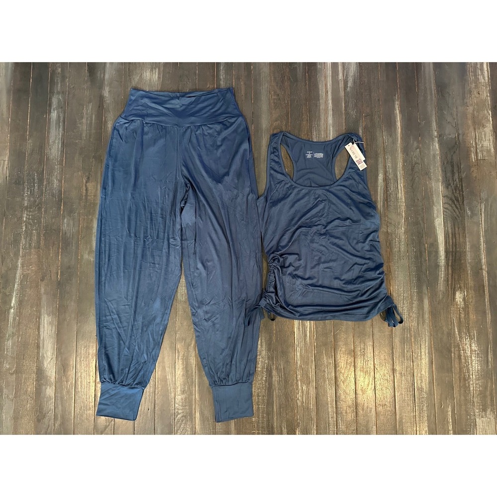Adore me  WKND Ruched Tank and Jogger Lounge Set Twilight Blue 2 Piece‎ NWT